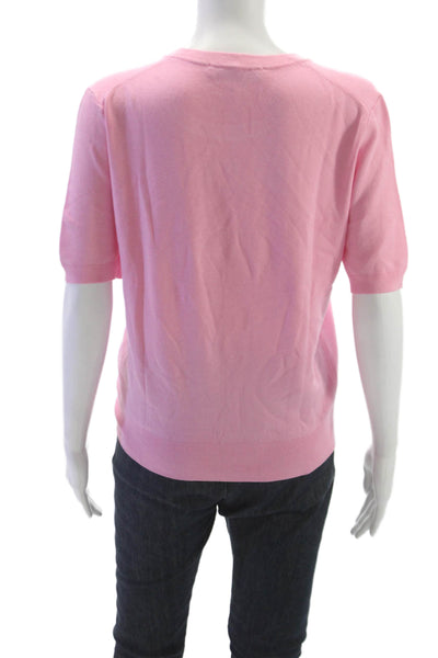 Zara Womens Pink Wool Crew Neck Short Sleeve Pullover Size XL