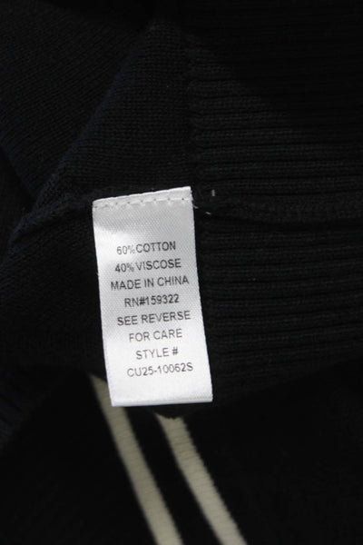 Central Park West Womens Vest Black V Neck Sleeveless Button Cotton Size L