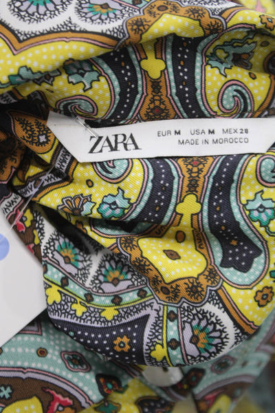 Zara Women Shirt Dress Multicolor Paisley Collared Button Long Sleeve Size M