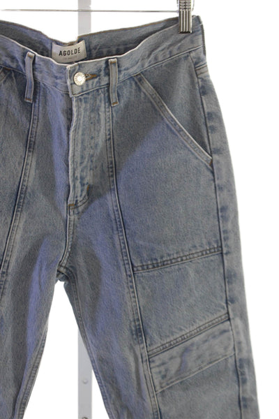 Agolde Women Tapered Jeans High Rise Blue Cotton Button Size 25