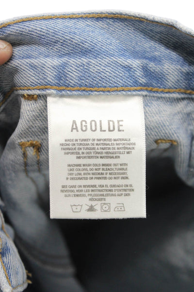 Agolde Women Tapered Jeans High Rise Blue Cotton Button Size 25