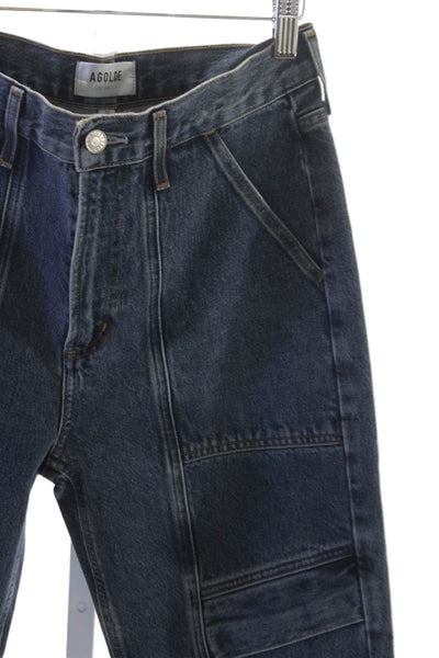 Agolde Womens High Rise Straight Jeans Blue Button Fly Size 26