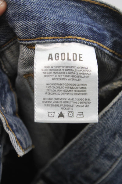 Agolde Womens High Rise Straight Jeans Blue Button Fly Size 26