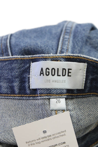 Agolde Womens High Rise Straight Jeans Blue Button Fly Size 26