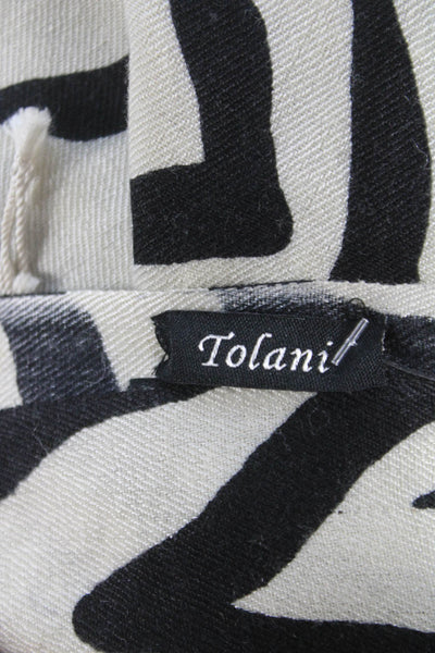 Tolani Womens Fringe Edge Printed Scarf Beige Black Size 84"X26"