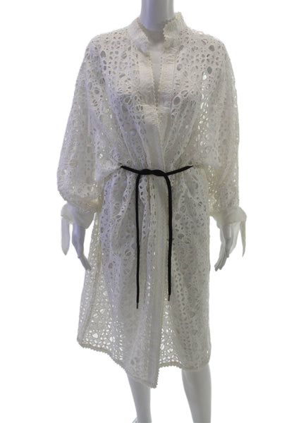 Zara Woman Women Shirt Dress White Floral Collared Long Sleeve Size XS