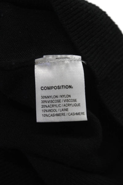 Odemai Women V Neck Pullover Sweater Black Nylon Long Sleeve Size 3