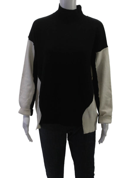 Odemai Women Pullover Sweater Turtleneck Black Viscose Long Sleeve Size 2