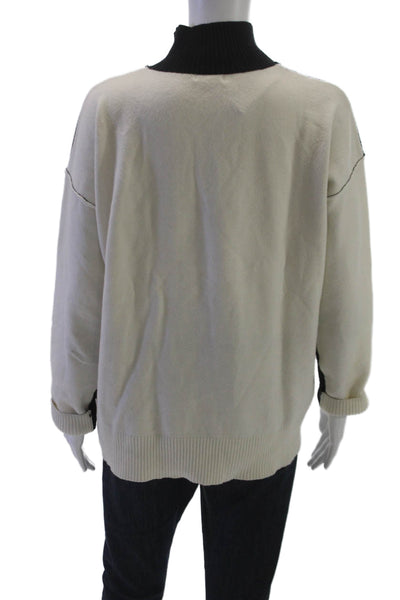 Odemai Women Pullover Sweater Turtleneck Black Viscose Long Sleeve Size 2