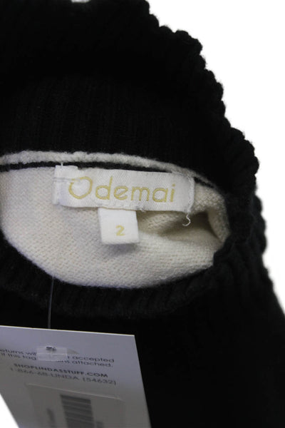 Odemai Women Pullover Sweater Turtleneck Black Viscose Long Sleeve Size 2