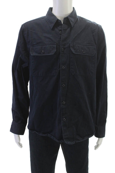 Todd Snyder Mens Button Down Blue Cotton Collared Long Sleeve Jacket Size L