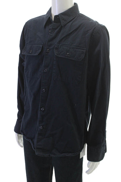 Todd Snyder Mens Button Down Blue Cotton Collared Long Sleeve Jacket Size L