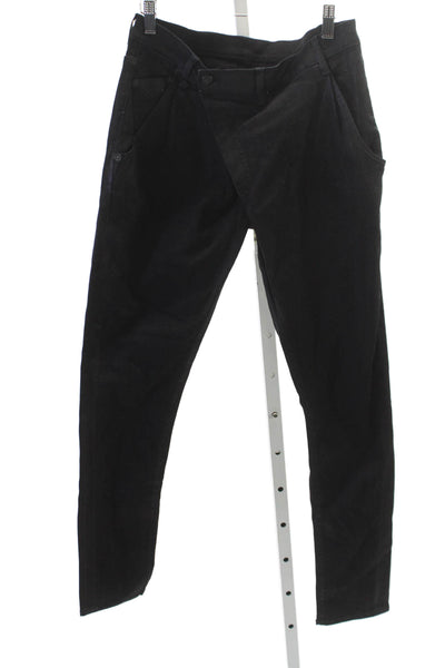 R13 Women Tapered Jeans Black Mid Rise Cotton Button Size 27