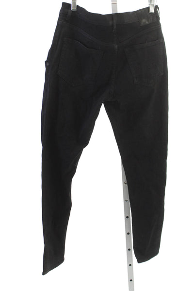 R13 Women Tapered Jeans Black Mid Rise Cotton Button Size 27