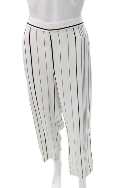 Vince Camuto Womens Dress Pants White Striped Pull On Polyester Size L