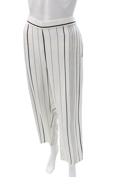 Vince Camuto Womens Dress Pants White Striped Pull On Polyester Size L