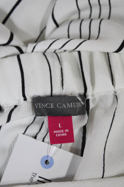 Vince Camuto Womens Dress Pants White Striped Pull On Polyester Size L