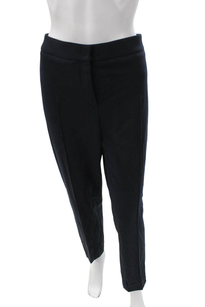 Akris Punto Women Ankle Pants Blue Viscose Button Closure Size 14