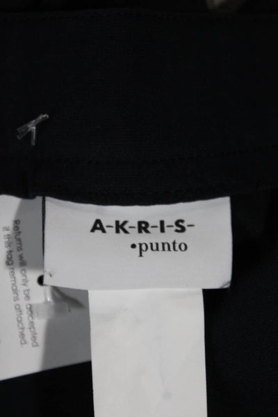Akris Punto Women Ankle Pants Blue Viscose Button Closure Size 14