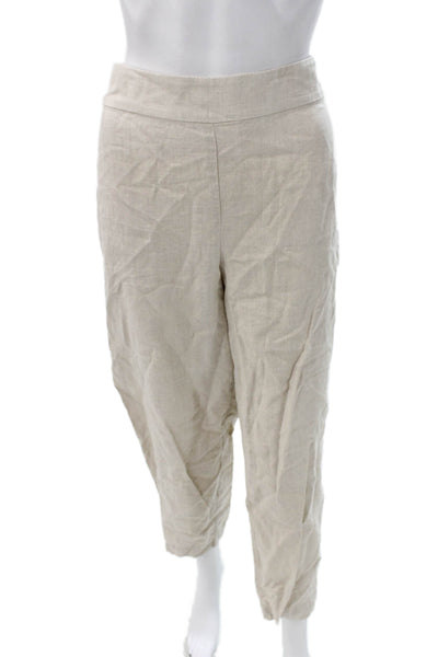 Eileen Fisher Women Ankle Pants Beige Linen Pull On Size L