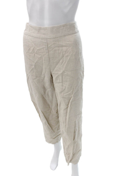 Eileen Fisher Women Ankle Pants Beige Linen Pull On Size L
