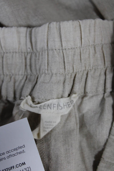 Eileen Fisher Women Ankle Pants Beige Linen Pull On Size L