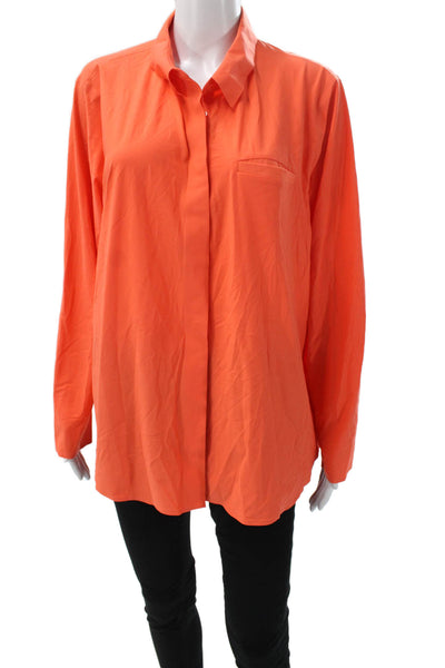 Athleta Women Orange Collared Long Sleeve Basic Button-Up Nylon Size 1X