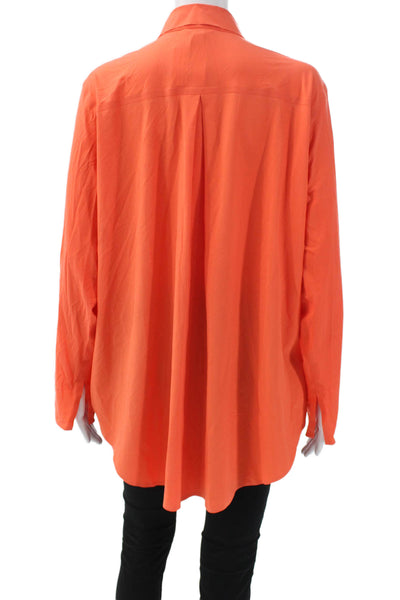 Athleta Women Orange Collared Long Sleeve Basic Button-Up Nylon Size 1X