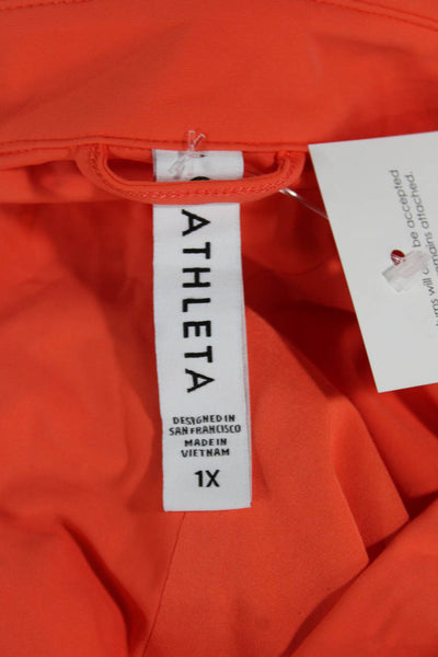 Athleta Women Orange Collared Long Sleeve Basic Button-Up Nylon Size 1X