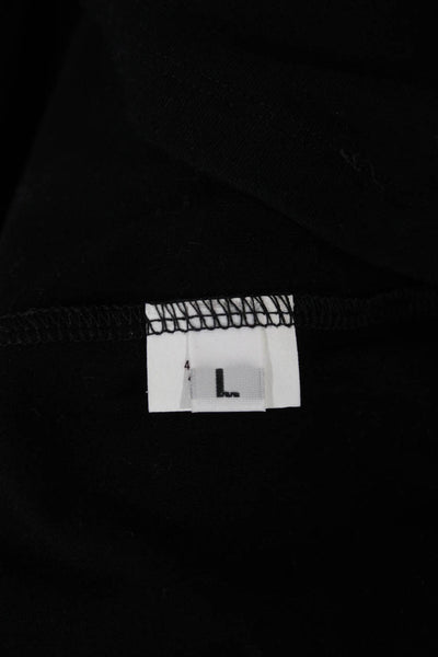Leggiadro Women Basic V-Neck Short Sleeve Black T-Shirt Polyester Size L