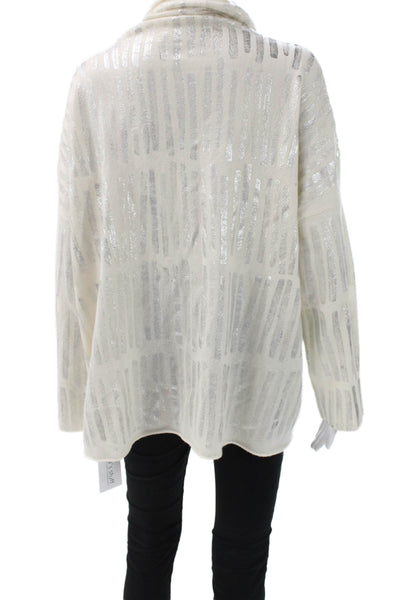 Amina Rubinacci Womens Ivory Cashmere Tunic Cowl Neck Long Sleeve Size L