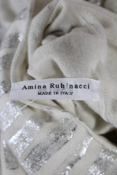 Amina Rubinacci Womens Ivory Cashmere Tunic Cowl Neck Long Sleeve Size L