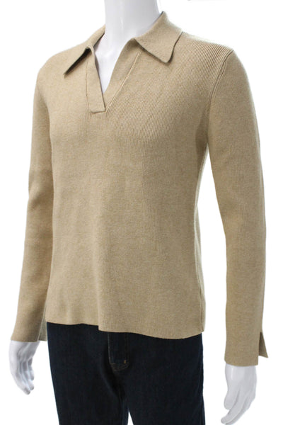 English Factory Women Pullover Sweater Beige Long Sleeve Polyester Size S