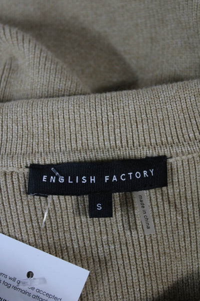 English Factory Women Pullover Sweater Beige Long Sleeve Polyester Size S