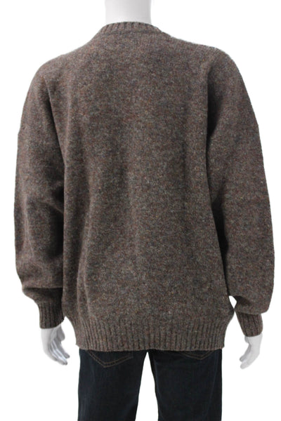 Paul Stuart Mens Brown Wool Argyle Pullover Sweater Crewneck Size XL
