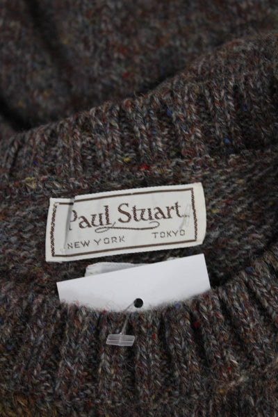 Paul Stuart Mens Brown Wool Argyle Pullover Sweater Crewneck Size XL