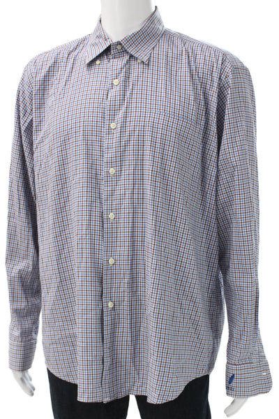 Peter Millar Mens Multicolor Check Button Up Cotton Blend Long Sleeve Size XL