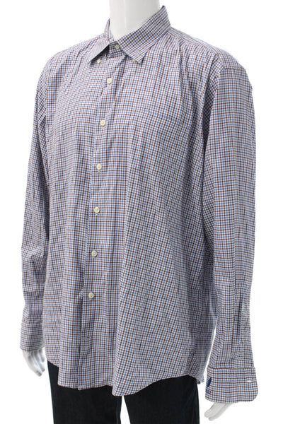 Peter Millar Mens Multicolor Check Button Up Cotton Blend Long Sleeve Size XL