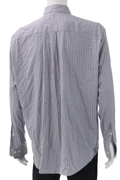 Peter Millar Mens Multicolor Check Button Up Cotton Blend Long Sleeve Size XL