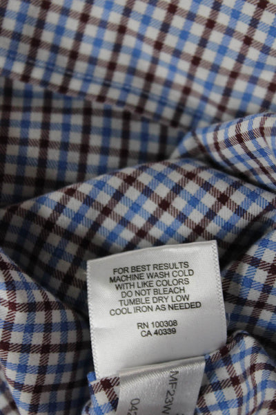 Peter Millar Mens Multicolor Check Button Up Cotton Blend Long Sleeve Size XL