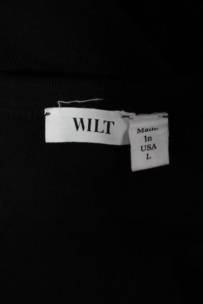 Wilt Women Basic Black Cotton Round Neck Short Sleeve T-Shirt Size L