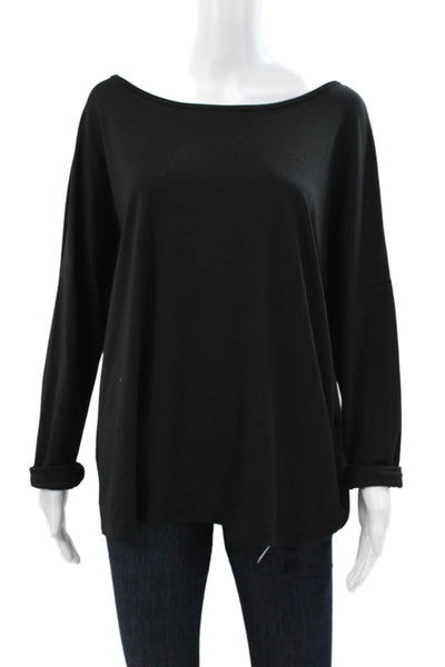 T Alexander Wang Womens Black Rayon Boat Neck Long Sleeve Basic T-Shirt Size L