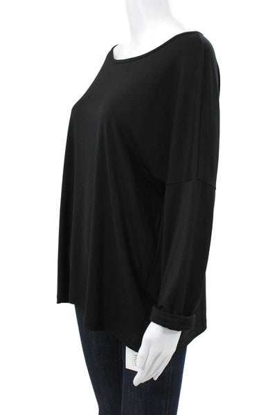 T Alexander Wang Womens Black Rayon Boat Neck Long Sleeve Basic T-Shirt Size L