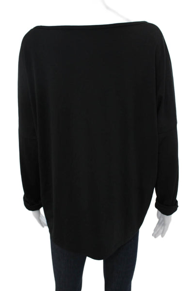 T Alexander Wang Womens Black Rayon Boat Neck Long Sleeve Basic T-Shirt Size L