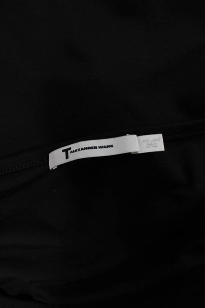 T Alexander Wang Womens Black Rayon Boat Neck Long Sleeve Basic T-Shirt Size L