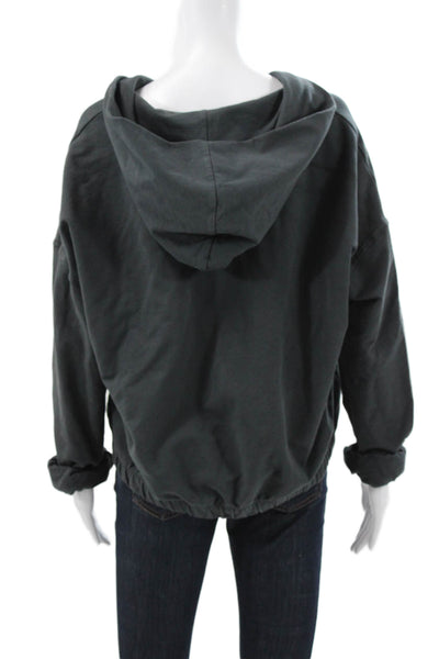 Vuori Womens Organic Cotton V Neck Full Zip Hoodie Gray Size XL