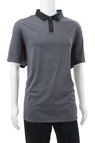 Rhone Mens Polo Gray Geometric Short Sleeve Polyester Collared Size 2XL
