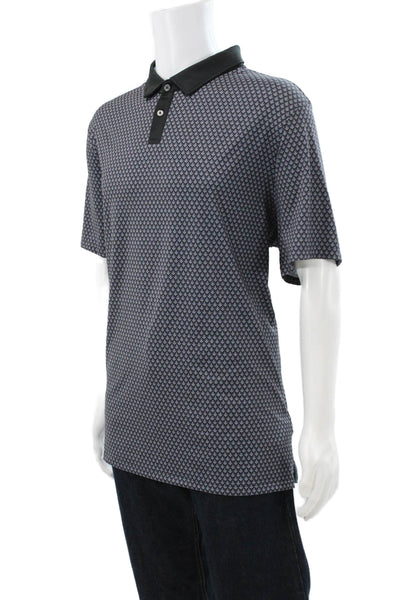 Rhone Mens Polo Gray Geometric Short Sleeve Polyester Collared Size 2XL