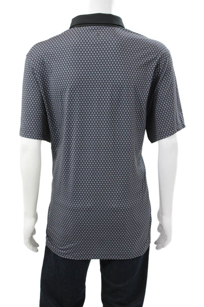 Rhone Mens Polo Gray Geometric Short Sleeve Polyester Collared Size 2XL