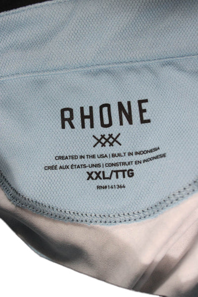 Rhone Mens Polo Gray Geometric Short Sleeve Polyester Collared Size 2XL